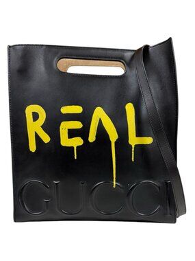 Gucci Ghost Shoulder Bag Leather Black